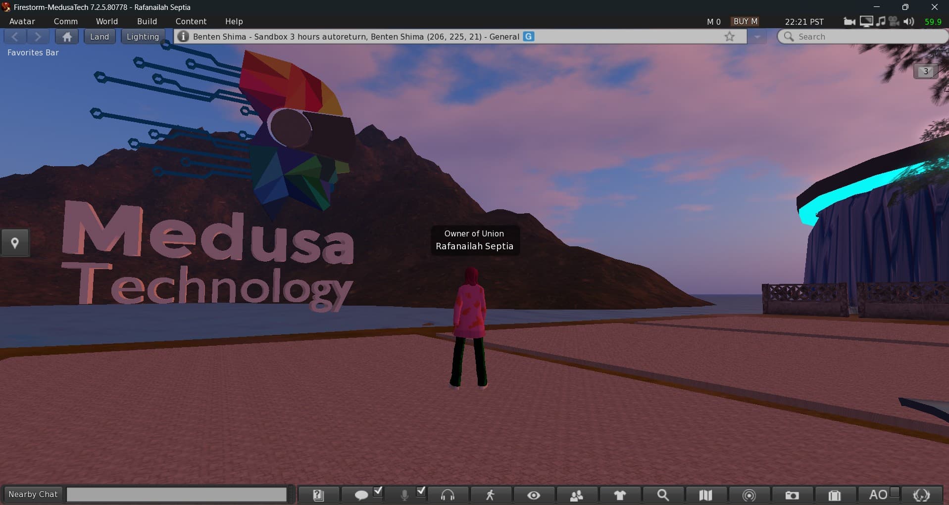 Virtual world environment built during the internship