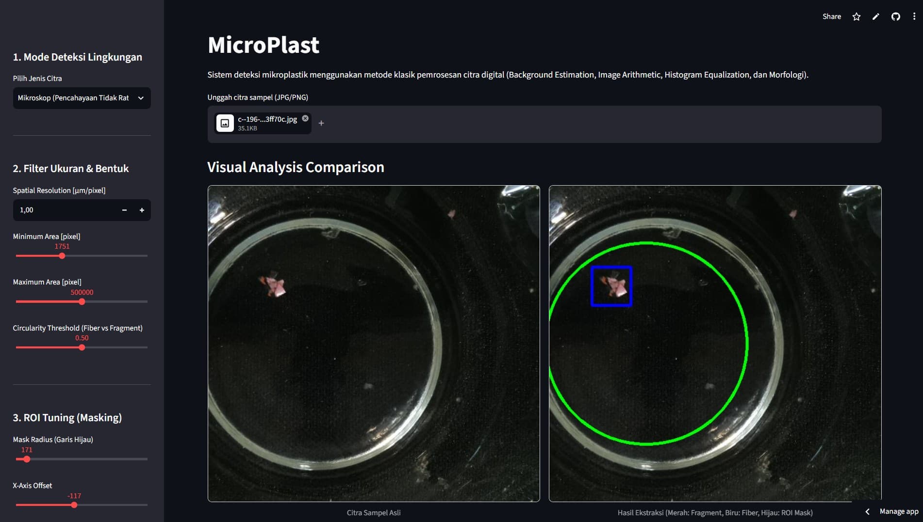 Microplast interface preview