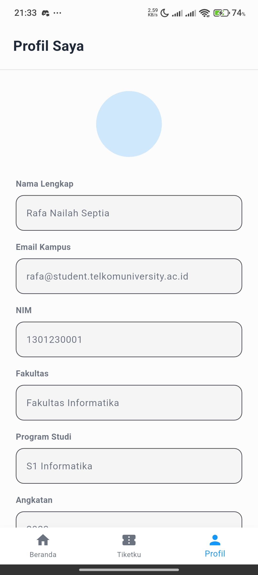 User Profile Panel
