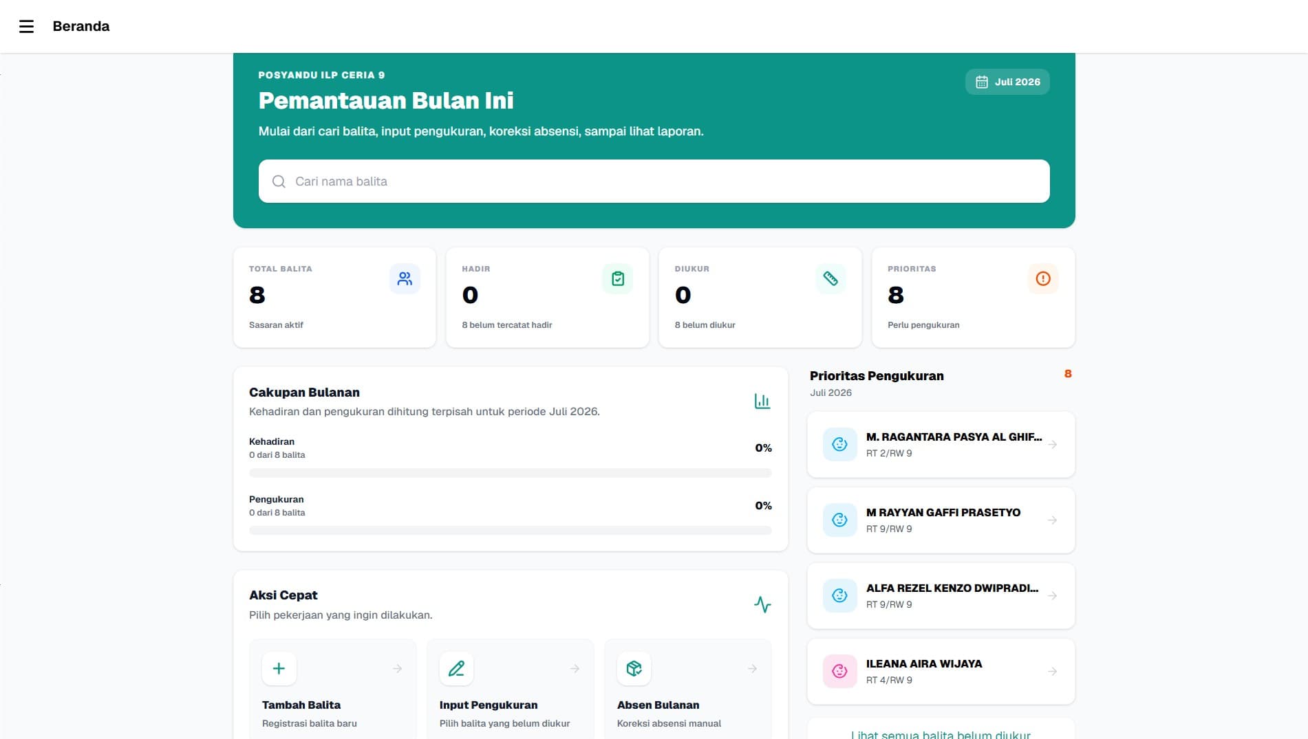 Posyandu Pintar interface preview