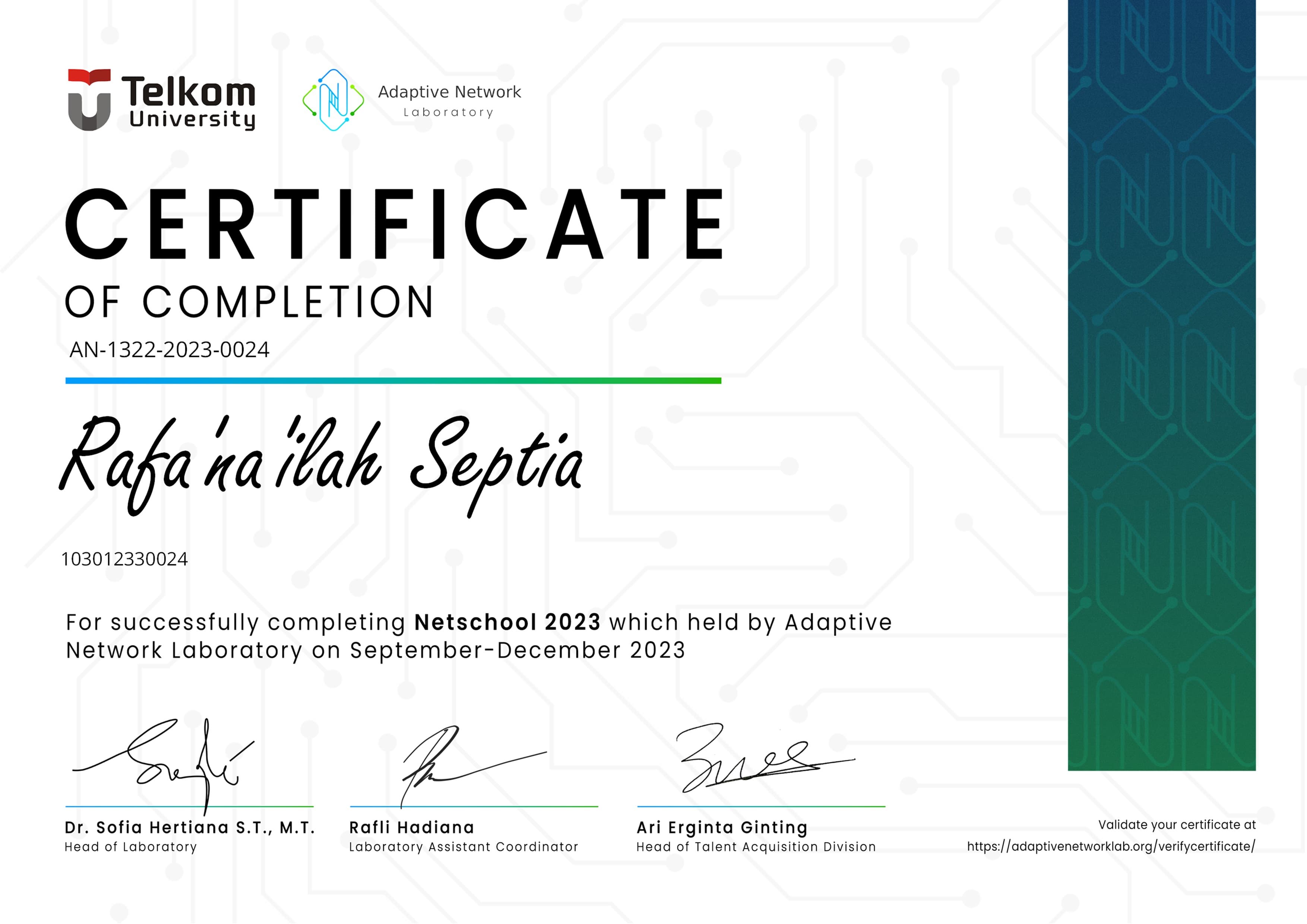 Adaptive Network Laboratory at Telkom University documentation