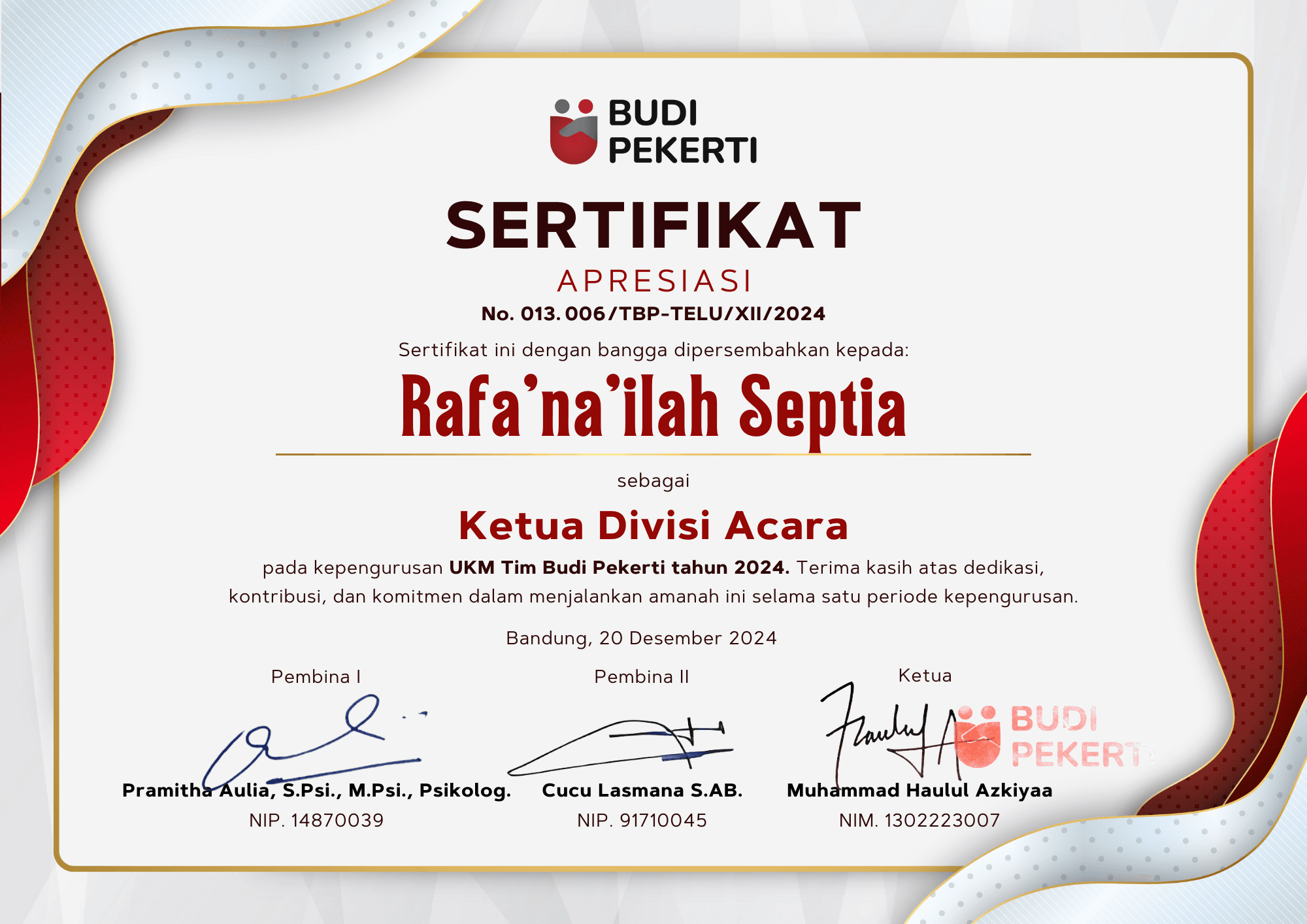 Team Budi Pekerti at Telkom University documentation